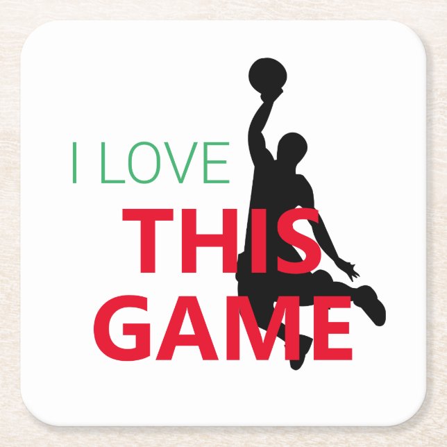 Dessous De Verre Carré J'Aime Le Jeu De Basketball (Devant)
