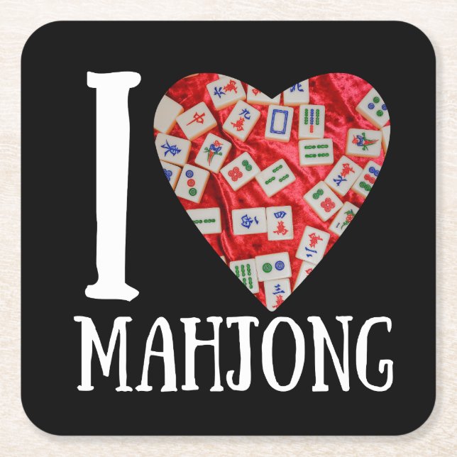 Dessous De Verre Carré J'aime le mahjong | Funny mahjong (Devant)