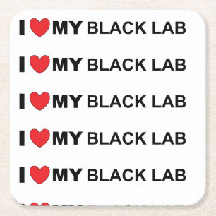 Dessous De Verre Carré J'aime mon labo noir