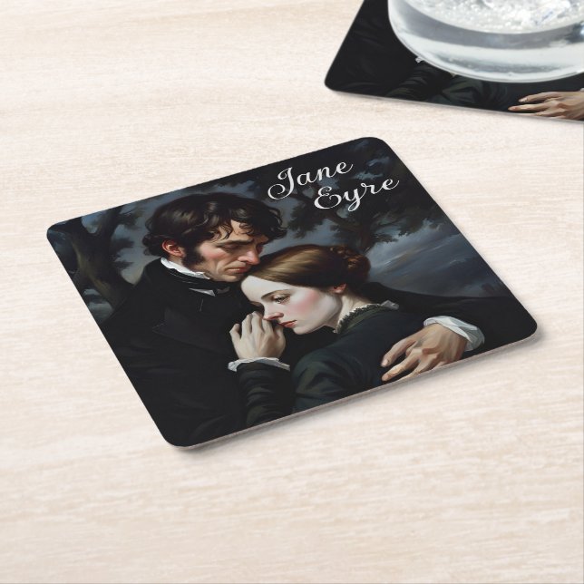 Dessous De Verre Carré Jane Eyre romantique et Edward Rochester (Incliné)