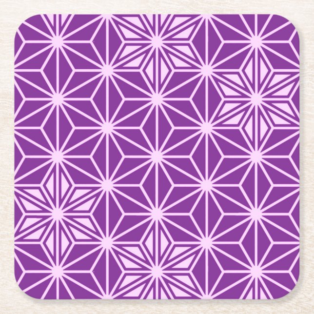 Dessous De Verre Carré Japonais Asanoha motif - améthyste violet (Devant)