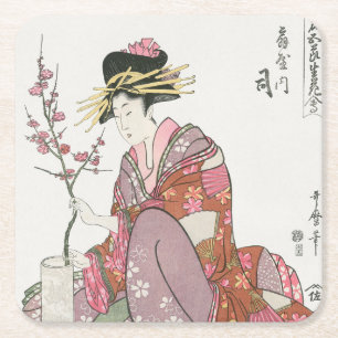 Dessous De Verre Carré Japonaise vintage Peinture art bois prin