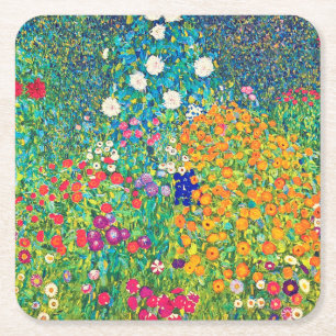 Dessous De Verre Carré Jardin aux fleurs, Gustav Klimt