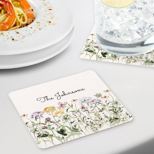 Dessous De Verre Carré Jardin de fleurs sauvages personnalisé