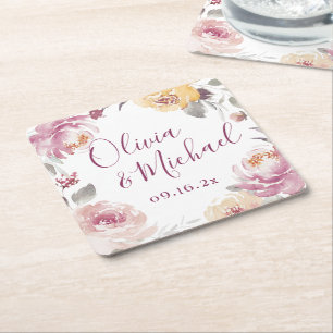 Dessous De Verre Carré Jardin romantique aquarelle fleurie noms