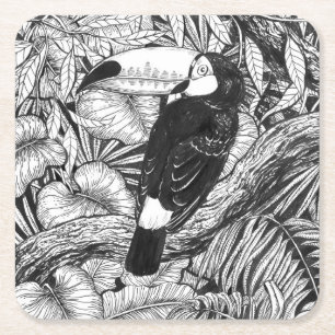 Dessous De Verre Carré Jardin tropical toucan
