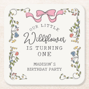 Dessous De Verre Carré Jardin Whimsical Doodle Floral Anniversaire