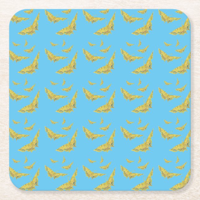 Dessous De Verre Carré Jaune Vieux Monde Swallowtail motif papillon (Devant)