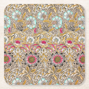 Dessous De Verre Carré Jaune vintage rose Corncockle de William Morris