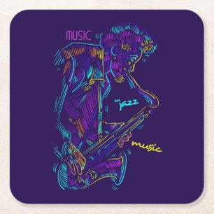Dessous De Verre Carré Jazz Music Dessin de néon Abstrait