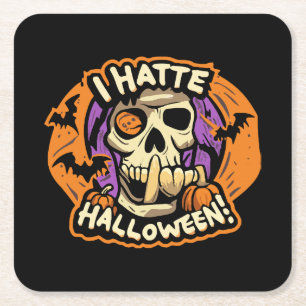 Dessous De Verre Carré je déteste halloween