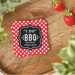 Dessous De Verre Carré Je Fais Un BBQ Mariage Rouge Gingham