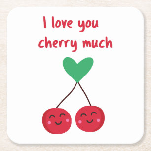 Dessous De Verre Carré Je t'aime beaucoup Cherry Valentine