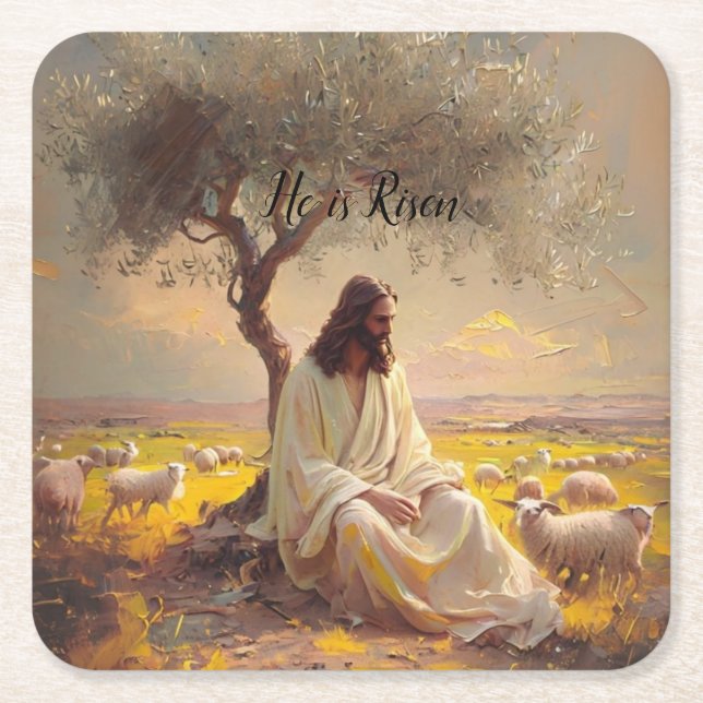 Dessous De Verre Carré Jésus-Christ Pâques religieuses catholiques  (Devant)
