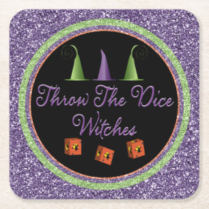 Dessous De Verre Carré Jetez Les Sorcières De Dice Halloween Sparkle Bun