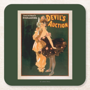 Dessous De Verre Carré Jeu de la vente aux enchères du diable éternel de