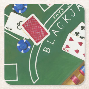 Dessous De Verre Carré Jeu de nerf de boeuf avec des puces par Chariklia