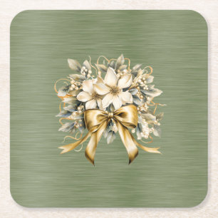 Dessous De Verre Carré Jeu d'invitation de fraises blanches