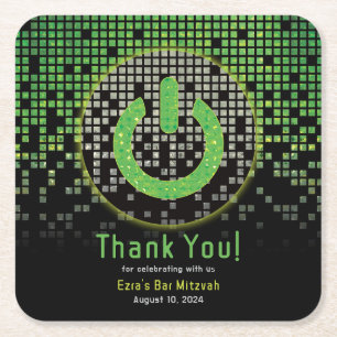 Dessous De Verre Carré Jeu vidéo noir vert Gamer Bar Mitzvah