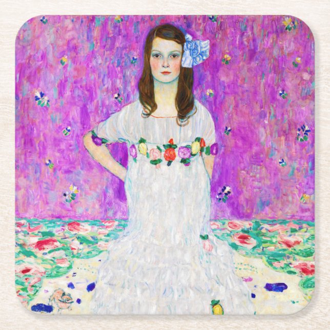 Dessous De Verre Carré Jeune fille, Gustav Klimt (Devant)