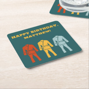 Dessous De Verre Carré Jiu Jitsu BJJ, Brésil Fête d'anniversaire à thème
