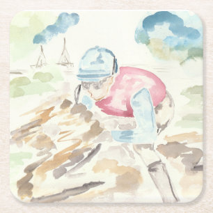 Dessous De Verre Carré Jockey sur cheval