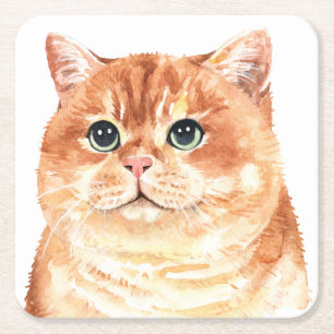 Dessous De Verre Carré Joli Amoureux des chats Orange Tabby Kitten Funny 