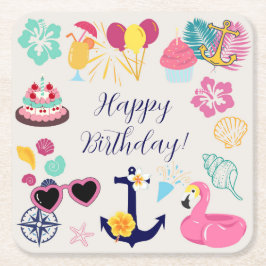 Dessous De Verre Carré Joli Anniversaire Nautique