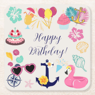 Dessous De Verre Carré Joli Anniversaire Nautique