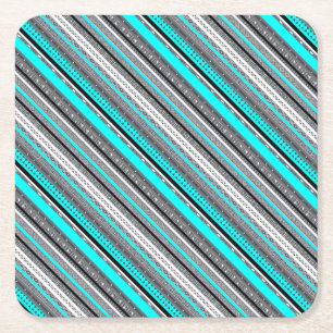 Dessous De Verre Carré Joli aqua gris aztèque motif