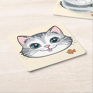 Dessous De Verre Carré Joli chat chaton animaux animal de compagnie dessi