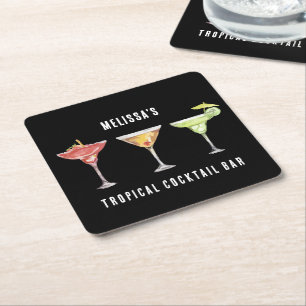 Dessous De Verre Carré Joli cocktail aquarelle personnalisé