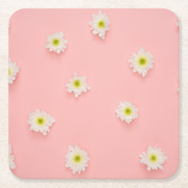 Dessous De Verre Carré Joli design rose et marguerite