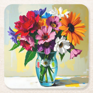 Dessous De Verre Carré Joli dessin d'art floral