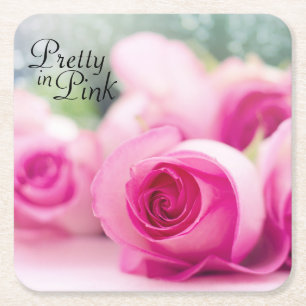 Dessous De Verre Carré Joli en rose Roses