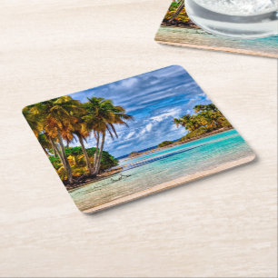 Dessous De Verre Carré Joli été Hawaiian Beach Aquarelle