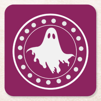 Dessous De Verre Carré Joli fantôme Halloween effrayant orange et blanc