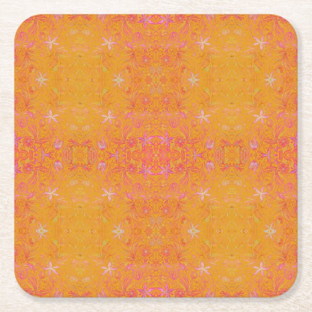 Dessous De Verre Carré Joli floral jaune (Devant)