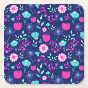 Dessous De Verre Carré Joli fond à motif floral