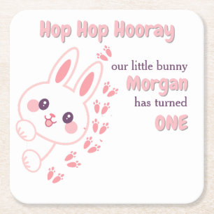 Dessous De Verre Carré Joli Lapin Cartoon Turning One Girls 1er Anniversa