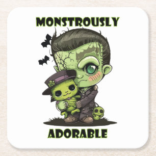 Dessous De Verre Carré Joli monstre de Frankenstein avec peluche
