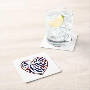 Dessous De Verre Carré Joli motif cardiaque abstrait
