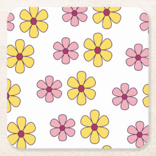 Dessous De Verre Carré Joli motif de grandes fleurs