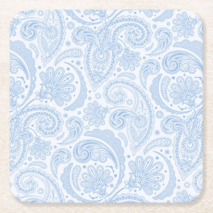Dessous De Verre Carré Joli motif paisley bleu blanc