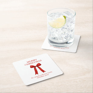 Dessous De Verre Carré Joli Noël Rouge Bow