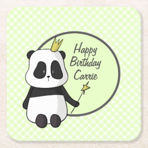 Dessous De Verre Carré Joli Panda d'anniversaire