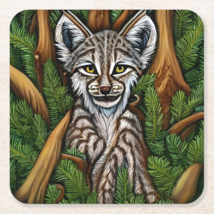 Dessous De Verre Carré Joli Petit Lynx Kitten adorable