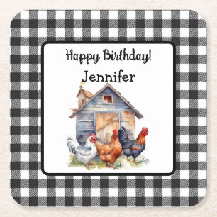 Dessous De Verre Carré Joli style de ferme vintage pour un anniversaire