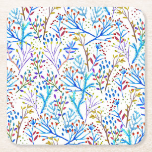 Dessous De Verre Carré Jolie aquarelle feuillage d'hiver design motif