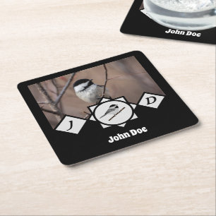 Dessous De Verre Carré Jolie Carolina Chickadee Monogramme Photo